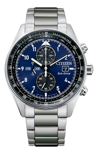 Reloj Hombre Citizen Eco Drive Ca077081l Joyeria Esponda Color De La Malla Plateado Color Del Bisel Negro Color Del Fondo Azul