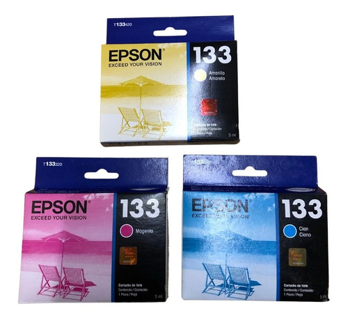 Paq 4 Pzas Cartucho Original Epson 132 Negro 133 Colores