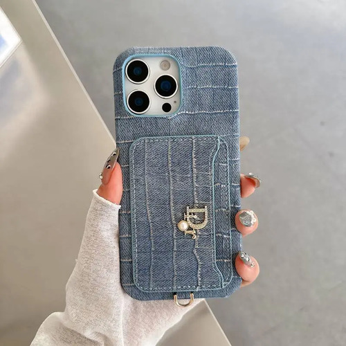Funda De Piel Dura De Lona Vintage Con Estampado De Cocodrilo Para Iphone12 13 14 15 16 17 Pro Max Mujer Regalo Dior