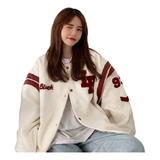 Chaqueta Uniforme Béisbol Bordado Lindo Estilo Coreano Ins