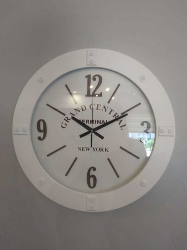 Reloj De Pared Vintage Blanco Grande De 51cm De Diametro