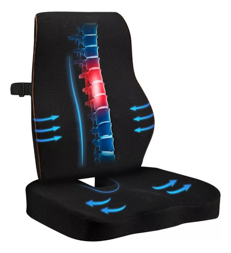 Cojín De Asiento Y Almohada De Soporte Lumbar Ortopedico