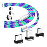 Cable Magnetico 3 En 1 Led  Micro Usb  Tipo C Lightning Al53