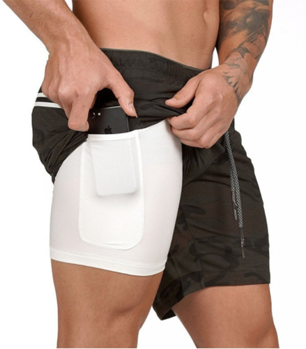 Gimnasio Short Con Licra Deportiva 2 En 1 Hombre Correr