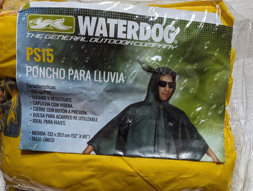 Poncho Amarillo Capa Para Lluvia Agua Waterdog Ps15