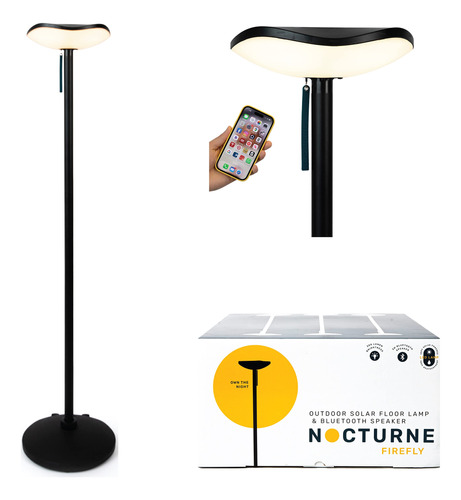 Nocturne Lampara De Pie Solar Para Exteriores Con Altavoz Bl