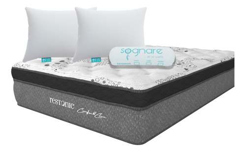 Colchón Queen Size Restonic Mega Foam + 2 Almohadas Sognare