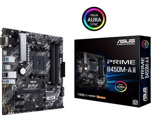 Placa Mãe Asus B450m-a Ii Prime M.2 Raid 0, 1, 10 Cor Preto