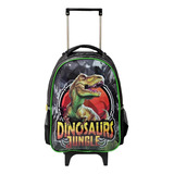 Mochila De Carrinho Escolar Infantil Menino Dinossauro Rex 