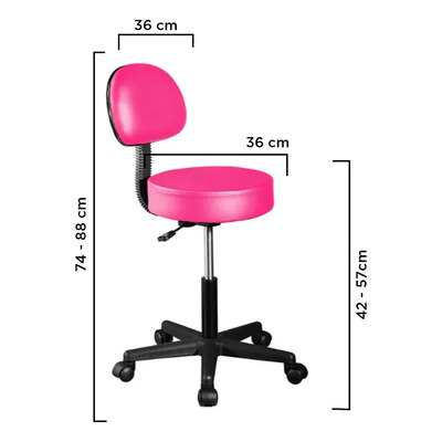 Silla Taburete Banco Consultorio Tatoo Spa Con Respaldo Color De La Estructura Negro Color Del Asiento Rosa