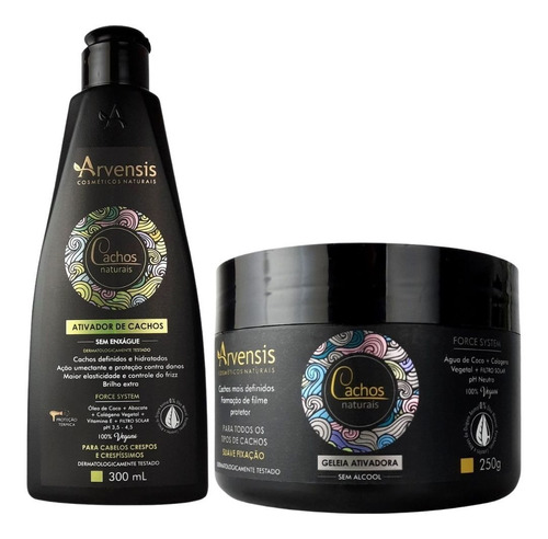 Kit Arvensis Cachos Ativador Crespos + Geleia Suave Fixação