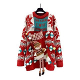 Jersey Suéter De Mujer De Navidad Con Cuello Redondo De Punt