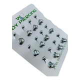 Piercing De Umbigo Strass 2 Strass Aço Prata Inox 12 Unid