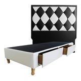 Cama C/cajones + Respaldo Capitone 1  1/2 Plaza 100x190