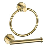 Juego De Accesorios De Baño, Dorado Cepillado, 2 Piezas, Teñ