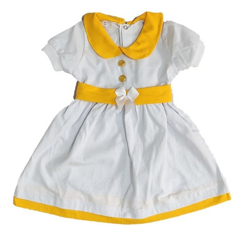 Vestido Branco Amarelo Infantil Ano Novo, Festa, Reveillon
