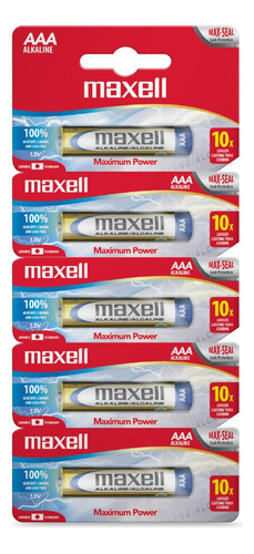 Pack 5 Pilas Alcalinas Aaa Maxell Tira 5 Unidades