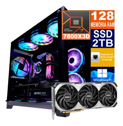 Pc Gamer Ryzen 7 7800x3d Ssd 2tb, 128gb Ddr5 Rtx 4070ti 12gb