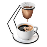 Mini Coador De Café Com Suporte Aço Individual Preto