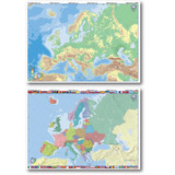 Mapa Europa Bifaz Mudo Apto P/escritura C/marcador Pizarra