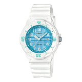 Reloj Casio Sport Resina Lrw-200h-2cvdf Dama 100% Original Color De La Correa Blanco Color Del Fondo Azul