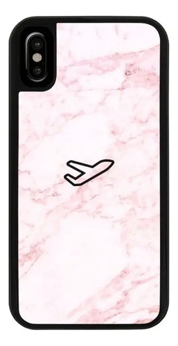 Funda Uso Rudo Tpu Para iPhone Marmol Rosa Blanco Avion Pilo