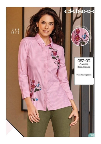 Blusa Rosa Flores Bordadas Cklass 967-99