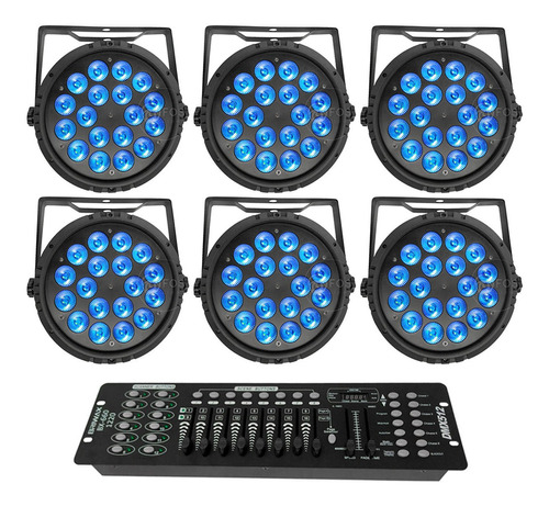 Kit 6 Refletor Par Led 18x 12w Cree Rgbw 4in1 + Mesa Dmx 192