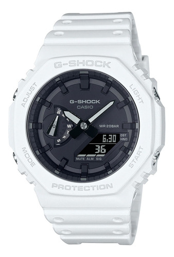 Relógio Casio G-shock Unissex Anadigi Branco Ga-2100-7adr