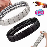 Pulsera Brazalete Acero Titanio Hombre Terapia Imanes 2pcs