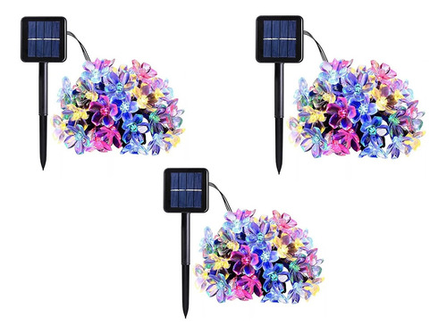 Pack 3 Guirnalda Solar Hada Flor Led Boda 5 Mtrs Color 