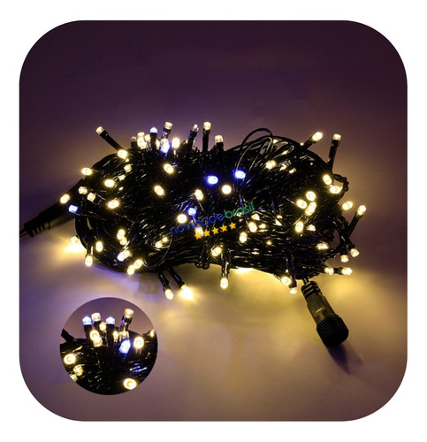 Cordão Prova D'água Kit 500 Leds 47,5 Metros C/ Strobo Natal