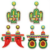 Pares De Aretes Cinco De Mayo, Aretes De Fiesta Mexicana Con