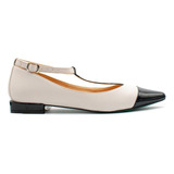 Balerina Flat Beige Con Latigo Ajustable Pikiki