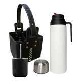 Equipo Kit Matero Termo 1l Blanco Mate Bombilla Canasta 