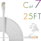 Cable Ethernet Cat7 Plano De 25 Pies Blindado De Alta Vel...
