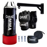 Saco De Boxeo Pro Agarre + Base +guante De Mma +vendas Caray