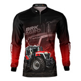 Camiseta Agro Brk Trator Plantio E Colheita Blusa Com Uv50+