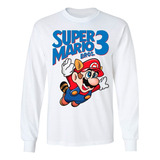 Playera Manga Larga Super Mario Bros 3 Nes