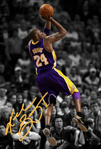 Quadro Placa Poster Kobe Bryant Autógrafo Arremesso 