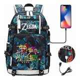 Mochila Usb Con Estampado De Zelda De Anime Fashion, Mochila