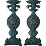 Par Castiçal Flor Lis Grande Pedestal Decoração Vela