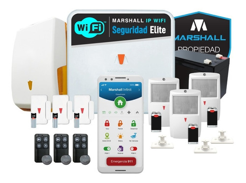 Kit Alarma Inalámbrica Marshall 3 Ip Wifi Aplicación Celular Marshall Smart Domiciliaria Hogar Casa Comercio Kit9