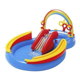 Piscina Playground Arco Íris 227 Litros Tobogã Intex Cor Vermelho