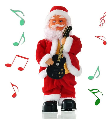 Santa Claus Guitarrista Bailador Navidad Decoración Sonido