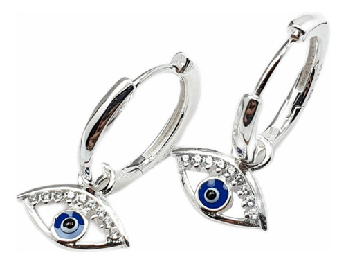 Aros De Plata 925 Ojos Turco 10 Mm Cubanos Argollas Joyas