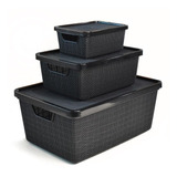 Kit 3 Caixas/cesto Organizador Jutta 2l, 6l E 16l Preto