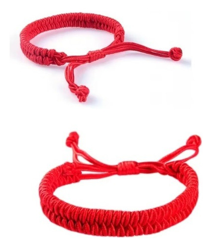  2 Pulseras Tejida Roja Ajustable Hilo Rojo Protección 