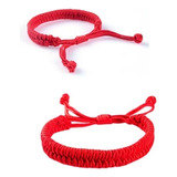  2 Pulseras Tejida Roja Ajustable Hilo Rojo Protección 