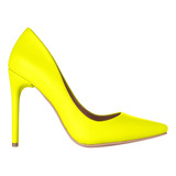 Zapatillas Puntiagudas Color Amarillo Neon Para Dama